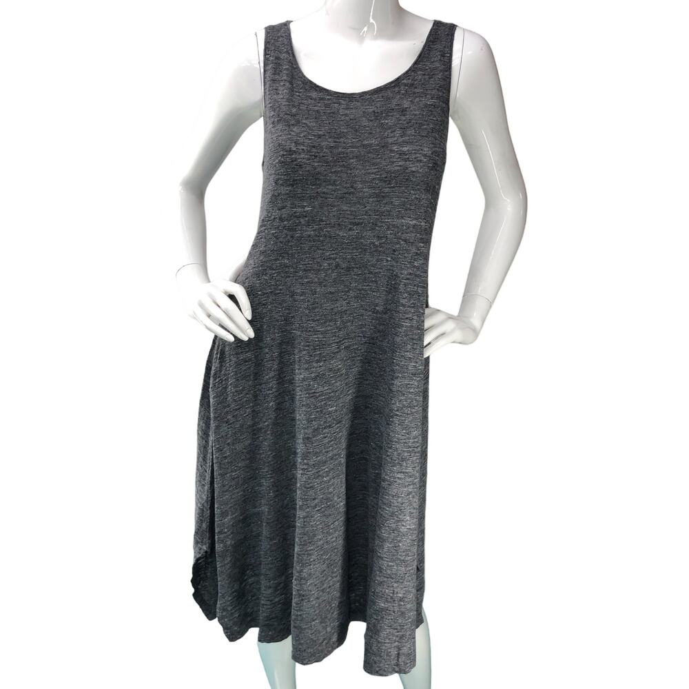 Eileen Fisher Size XS Dress Jersey Knit Cotton Grey Sleeveless Stretch Casual